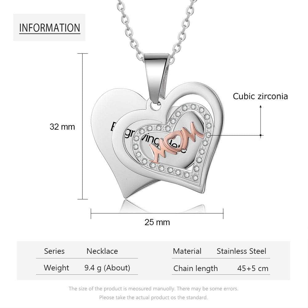 cmoffer Fashion Necklace Stainless Steel Engraving Stainless Steel Mom Necklace