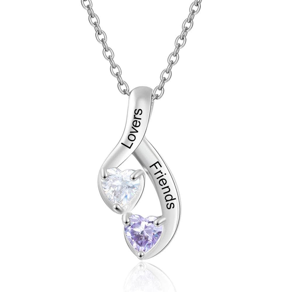 cmoffer Fashion Necklace White Gold Plated 925 Sterling Silver Two Birthstone Necklace