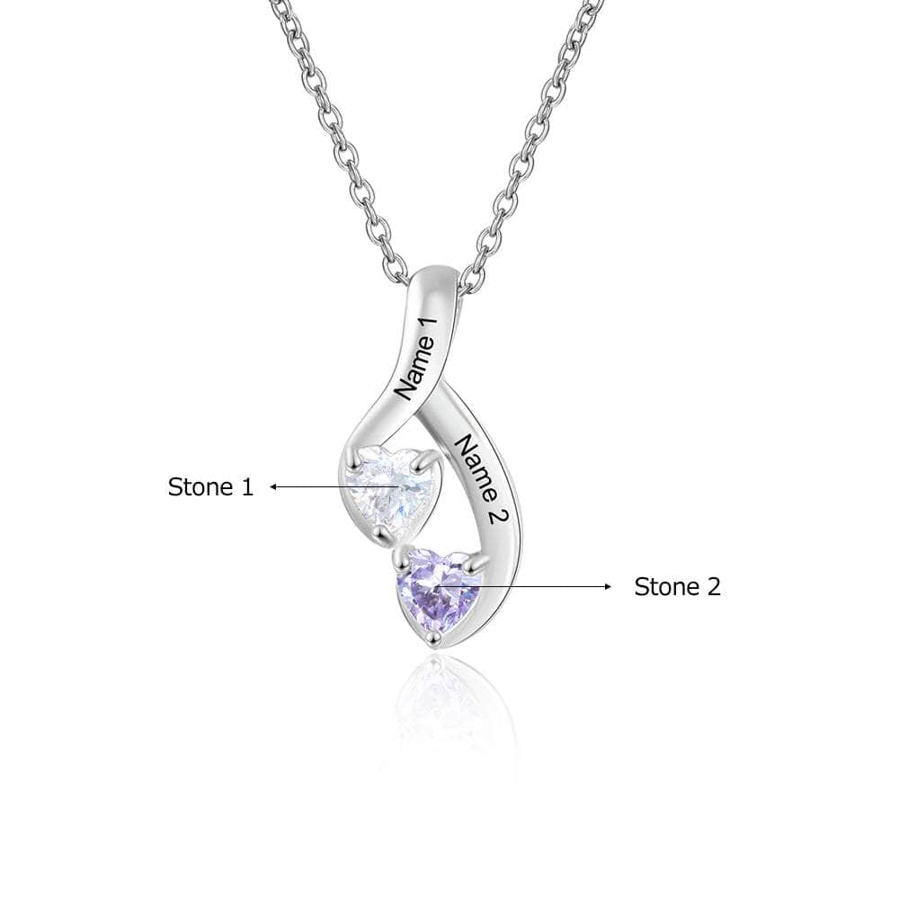 cmoffer Fashion Necklace White Gold Plated 925 Sterling Silver Two Birthstone Necklace