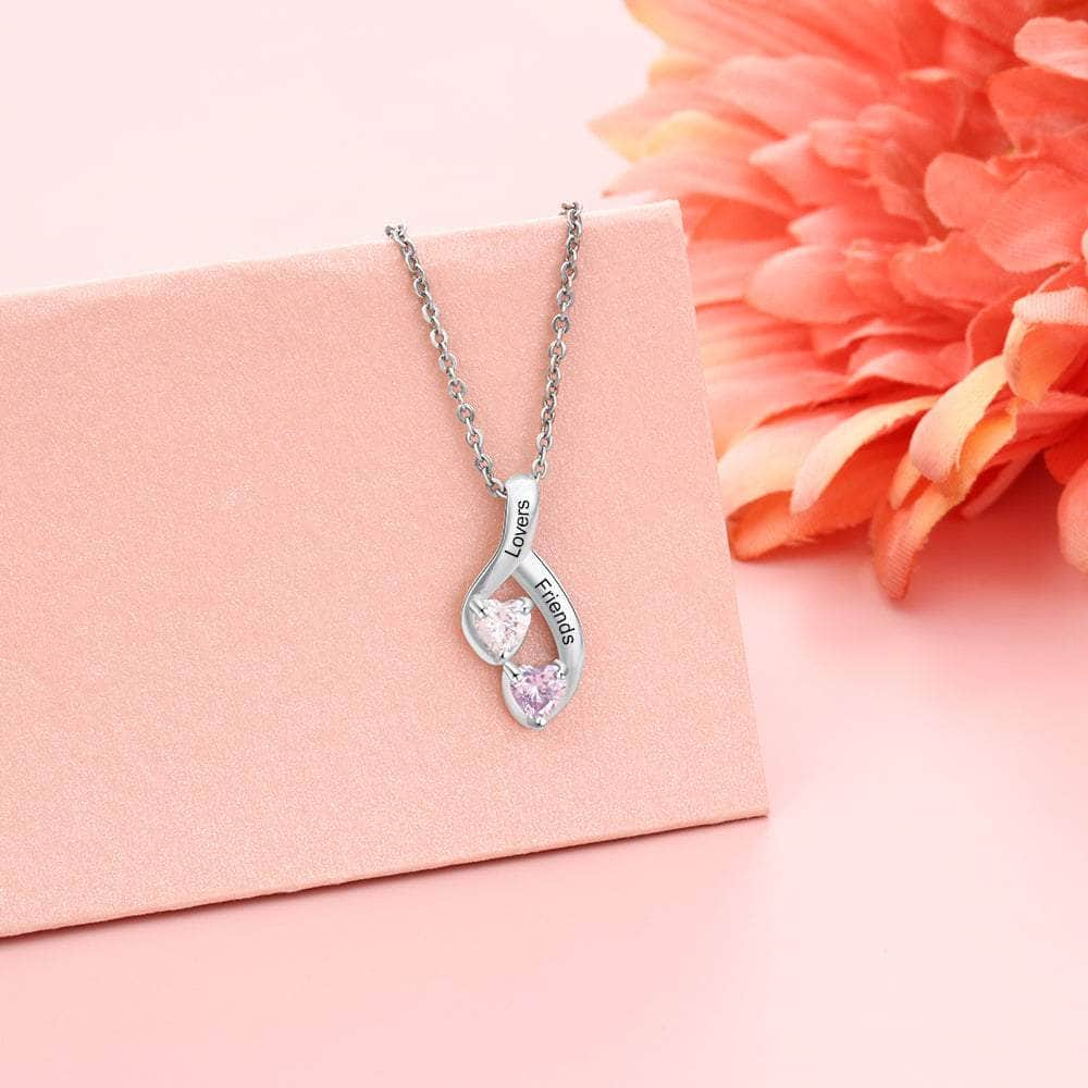 cmoffer Fashion Necklace White Gold Plated 925 Sterling Silver Two Birthstone Necklace