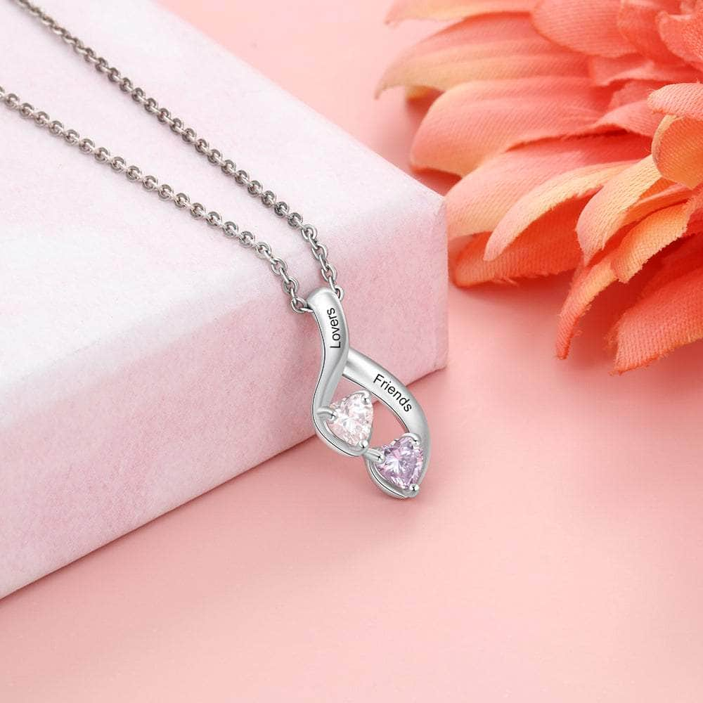 cmoffer Fashion Necklace White Gold Plated 925 Sterling Silver Two Birthstone Necklace