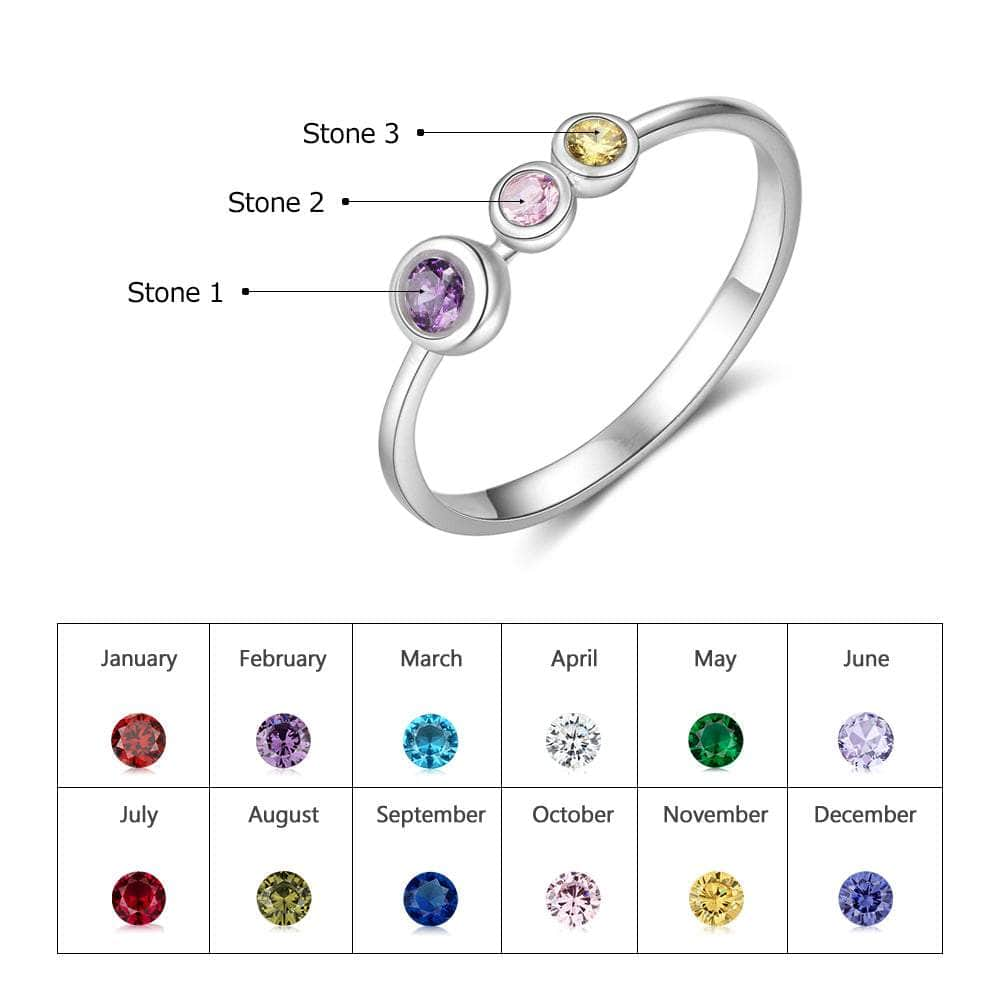 cmoffer Fashion Ring 6 / 3 Custom 925 Sterling Silver Birthstones Rings