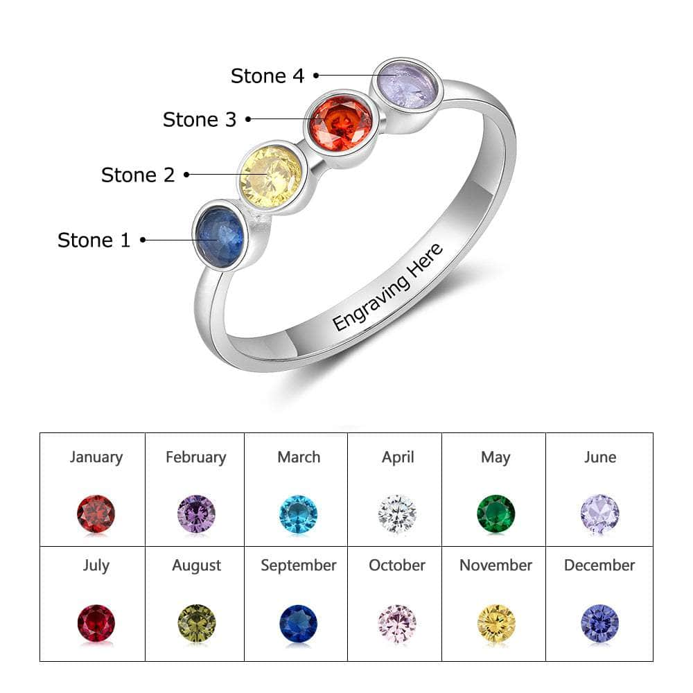 cmoffer Fashion Ring 6 / 4 Custom 925 Sterling Silver Birthstones Rings