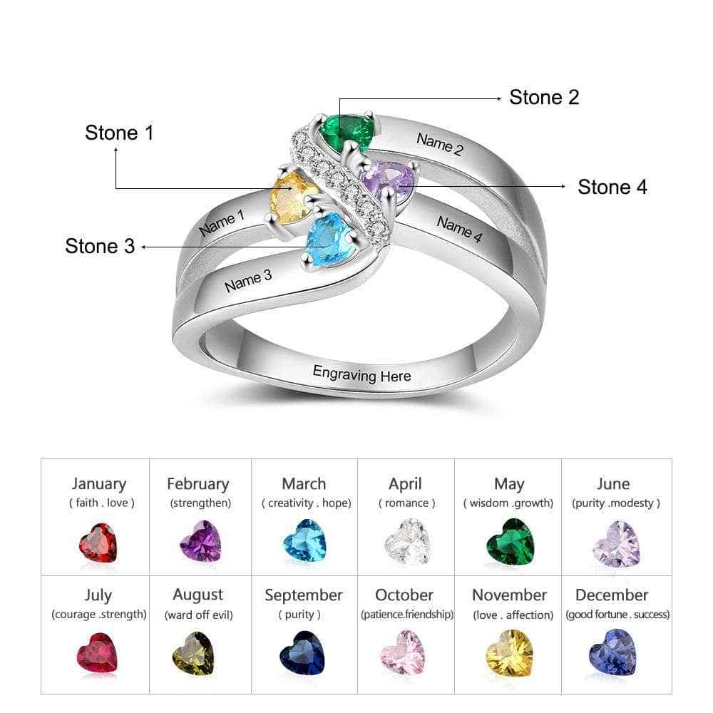 cmoffer Fashion Ring 6 925 Silver Birthstone Name Ring