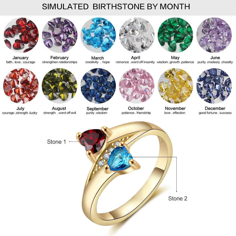 cmoffer Fashion Ring 6 / Gold Plated 925 Silver Heart Birthstone Name Ring