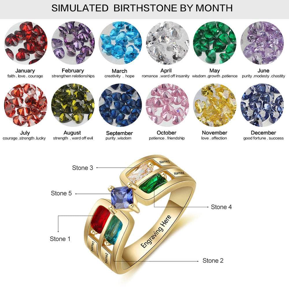 cmoffer Fashion Ring 6 / Gold Plated 925 Sterling Silver Birthstone Rings