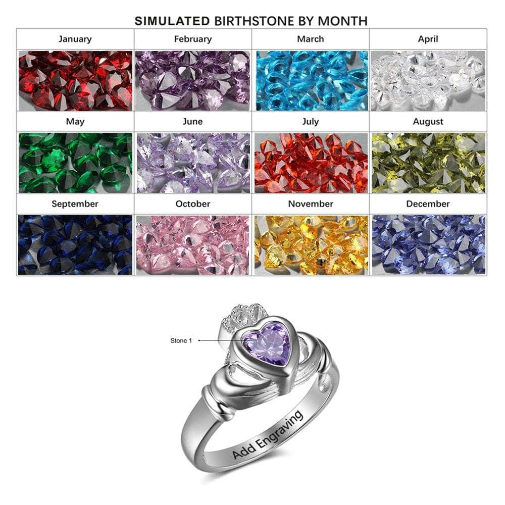 cmoffer Fashion Ring 6 S925 Heart Birthstone Crow Rings