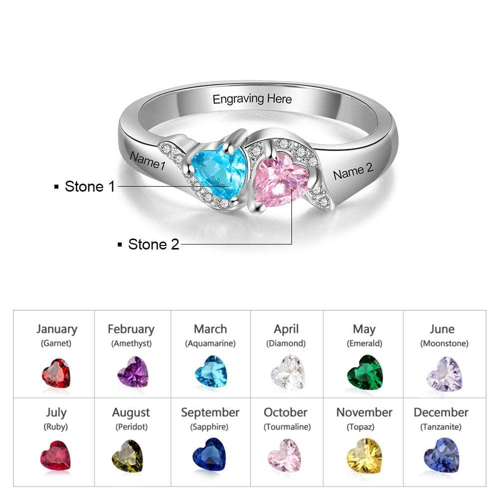 cmoffer Fashion Ring 6 S925 Heart Shape Birthstone Rings