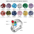 cmoffer Fashion Ring 6 / White Gold Plated 925 Silver Personalized Names Ring with Birthstones