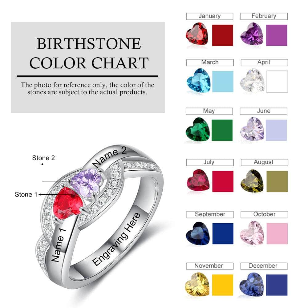 cmoffer Fashion Ring 7 925 Staerling Silver Birthstone Rings with Engraved Names