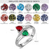 cmoffer Fashion Ring 7 / White Gold Plated 925 Silver Heart Birthstone Name Ring