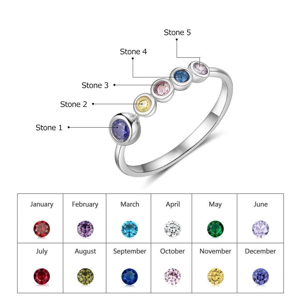 cmoffer Fashion Ring 8 / 5 Custom 925 Sterling Silver Birthstones Rings