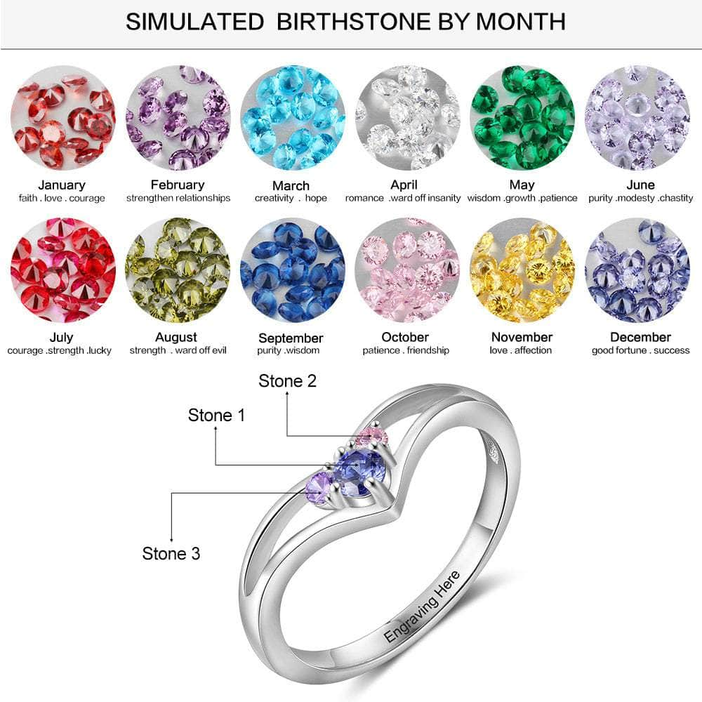 cmoffer Fashion Ring 8 S925 Silver Birthstone Rings