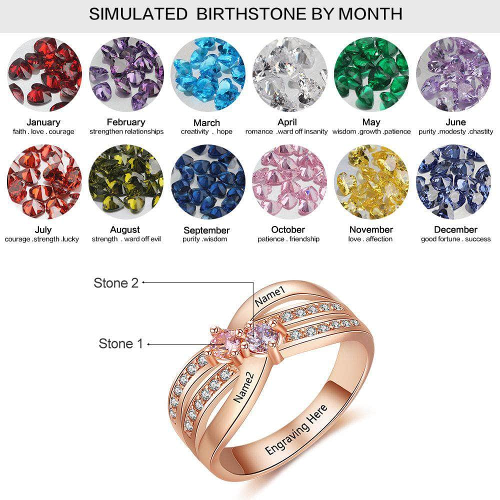 cmoffer Fashion Ring 9 / Rose Gold Plated S925 Birthstone Wedding Rings