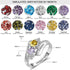 cmoffer Fashion Ring 9 / White Gold Plated S925 Heart Birthstone Rings