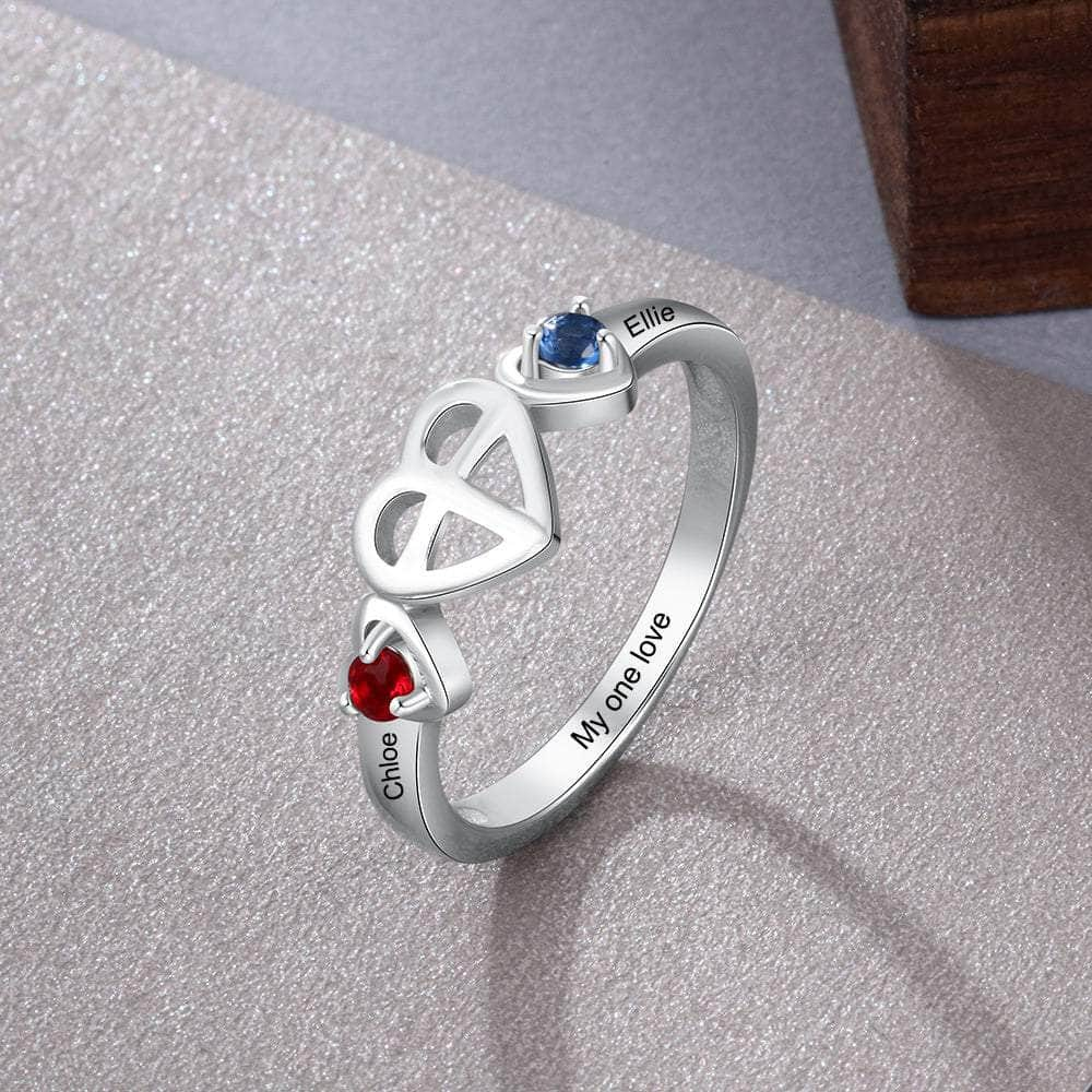 cmoffer Fashion Ring 925 Heart CZ Ring with Names