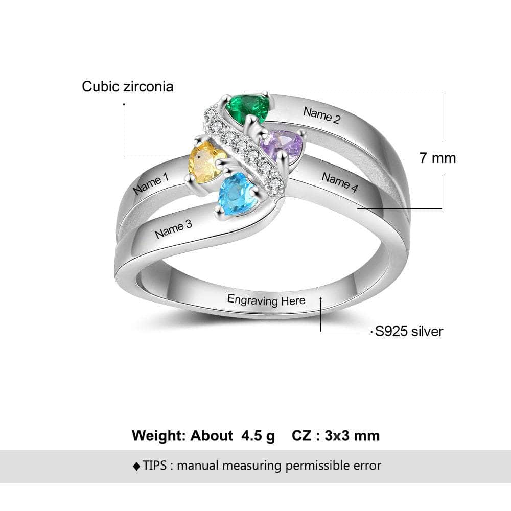 cmoffer Fashion Ring 925 Silver Birthstone Name Ring