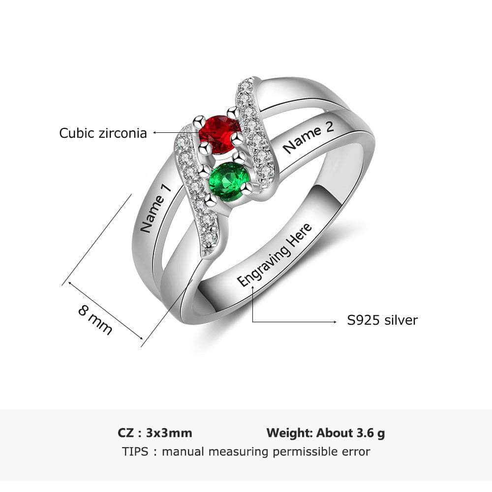 cmoffer Fashion Ring 925 Silver Birthstones Name Rings