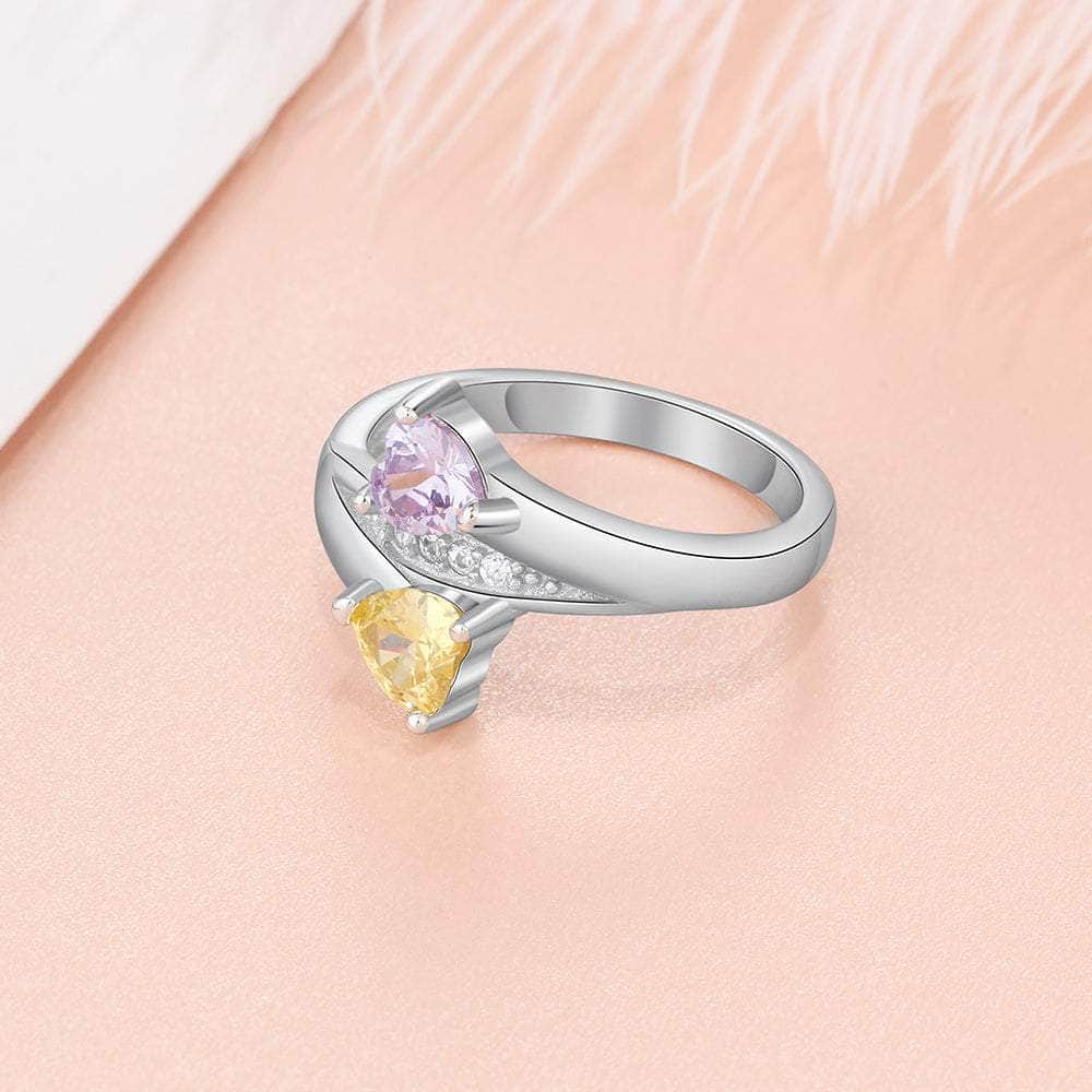 cmoffer Fashion Ring 925 Silver Heart Birthstone Name Ring