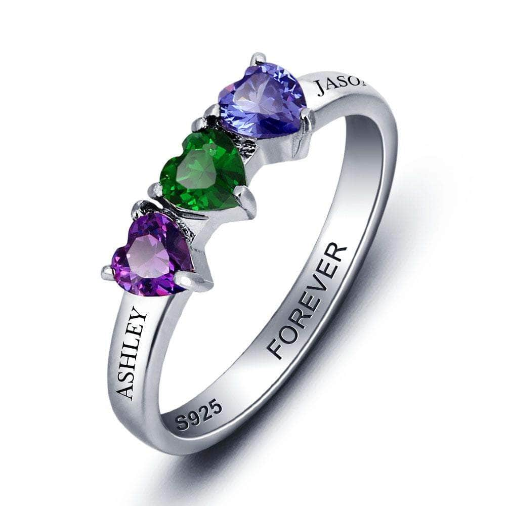 cmoffer Fashion Ring 925 Silver Heart Birthstone Rings with Names