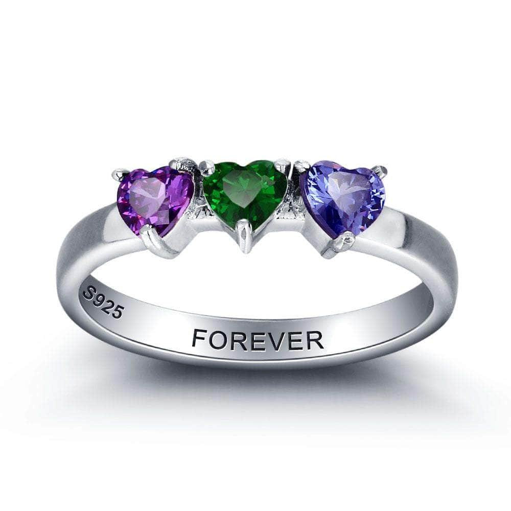 cmoffer Fashion Ring 925 Silver Heart Birthstone Rings with Names