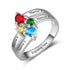 cmoffer Fashion Ring 925 Silver Personalized Names Ring with Birthstones