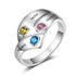 cmoffer Fashion Ring 925 Silver Three Birthstone Ring with Custom Names