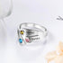 cmoffer Fashion Ring 925 Silver Three Birthstone Ring with Custom Names