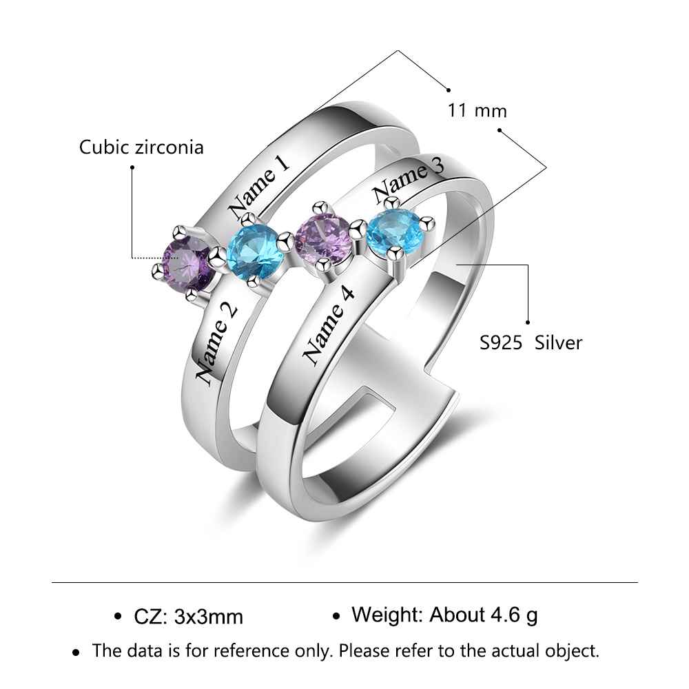 cmoffer Fashion Ring 925 Sterling Silver Birthstone Ring