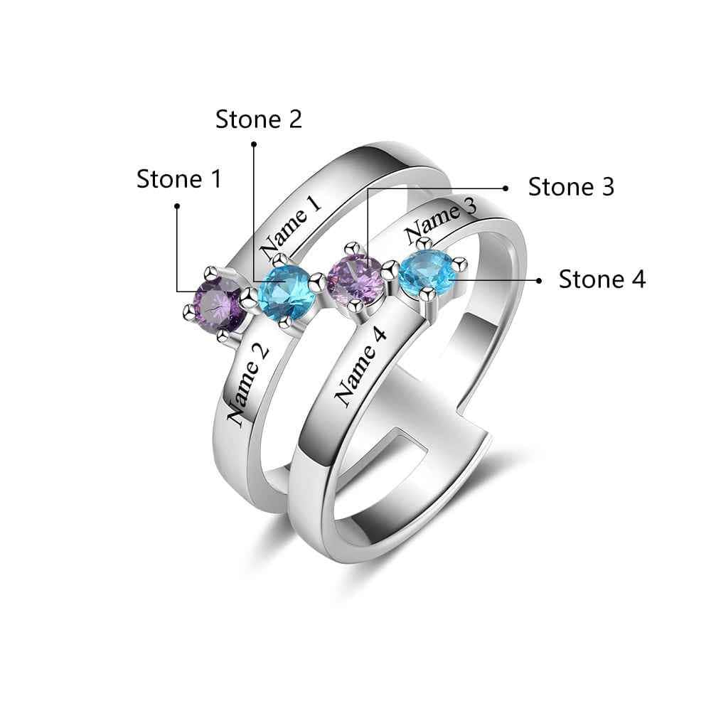 cmoffer Fashion Ring 925 Sterling Silver Birthstone Ring