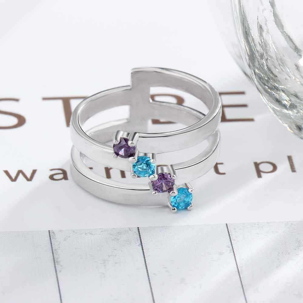 cmoffer Fashion Ring 925 Sterling Silver Birthstone Ring