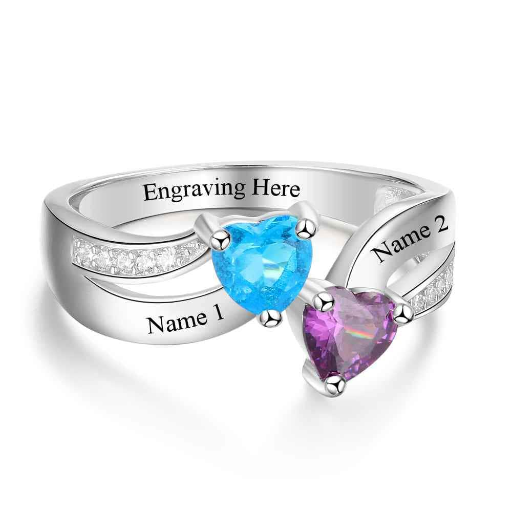 cmoffer Fashion Ring 925 Sterling Silver Personalized Heart Stone Ring