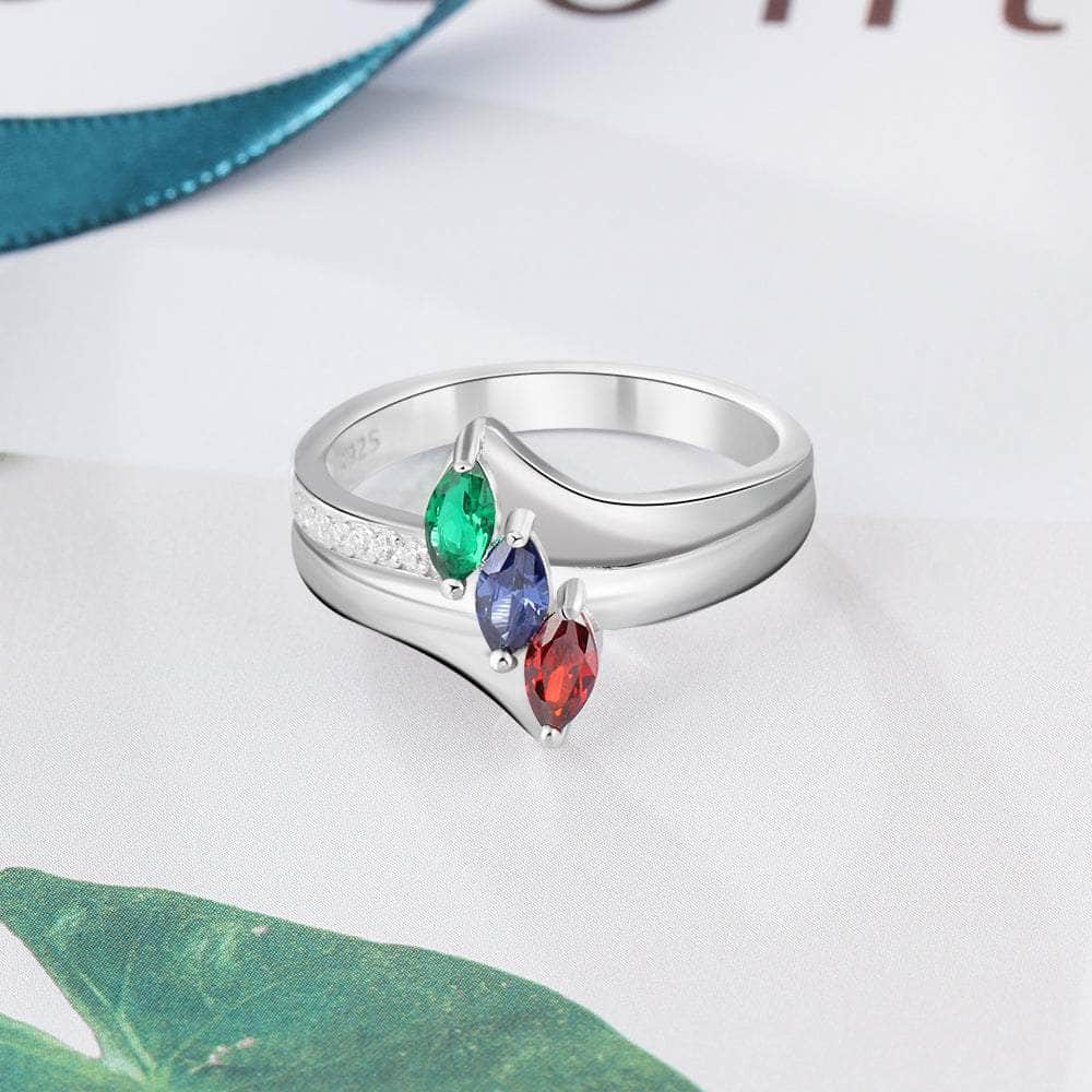 cmoffer Fashion Ring Birthstone & Engraved Sterling Silver Ring