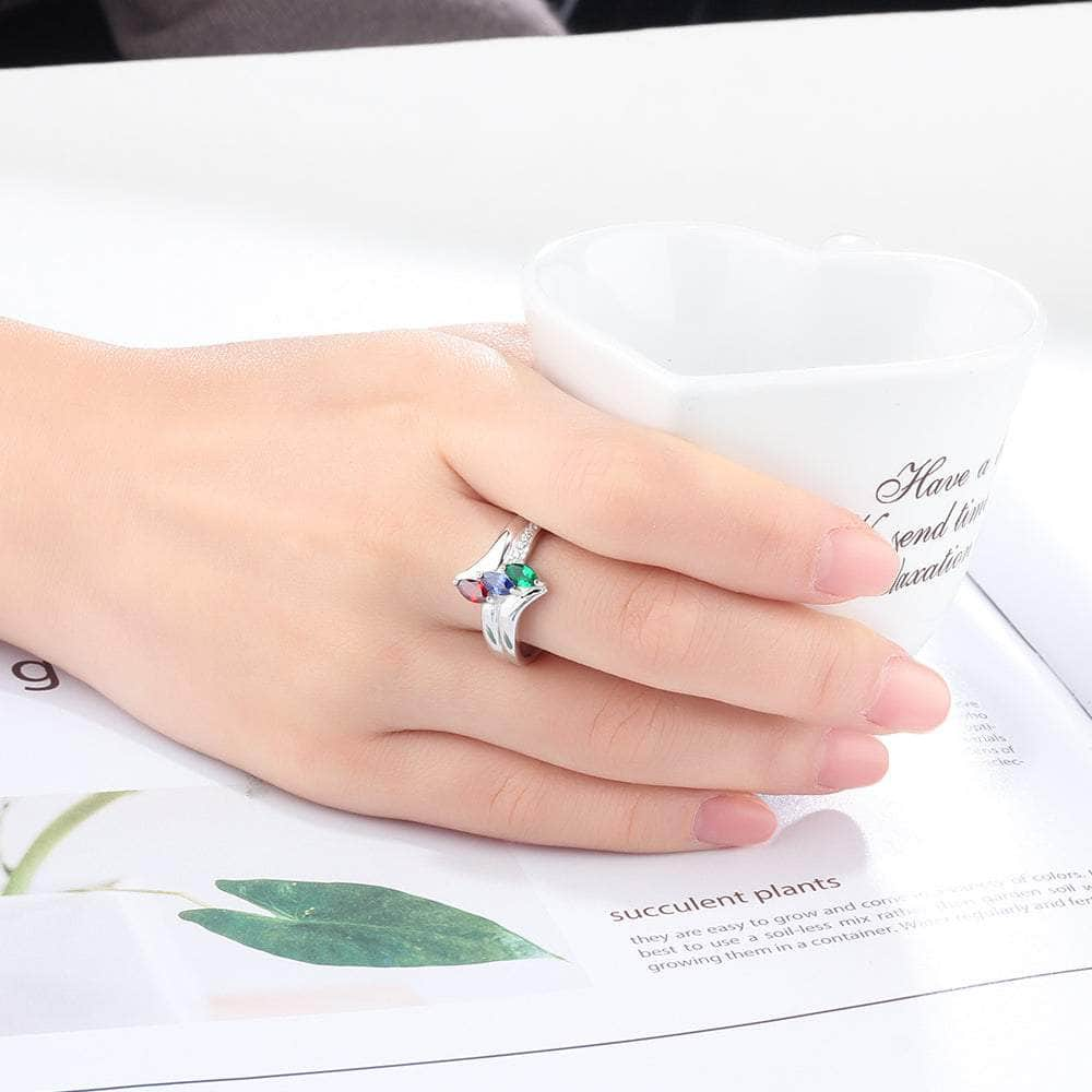 cmoffer Fashion Ring Birthstone & Engraved Sterling Silver Ring