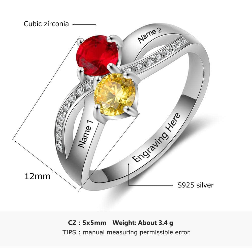 cmoffer Fashion Ring Custom S925 Birthstone Name Rings