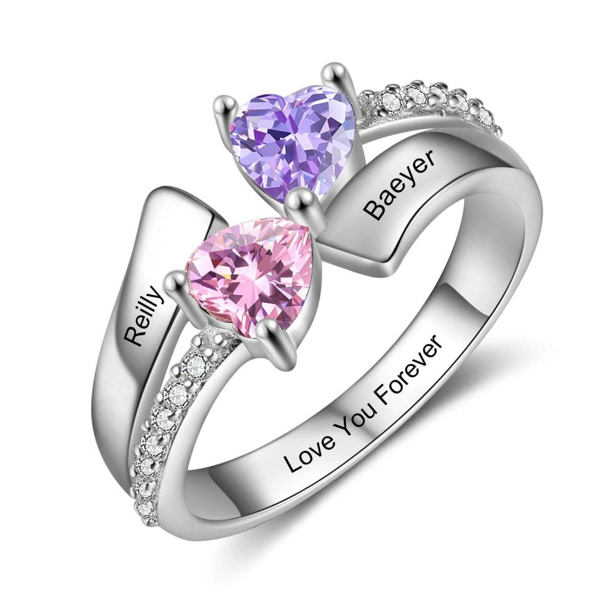 cmoffer Fashion Ring Engraved S925 Silver Heart Birthtsone Ring