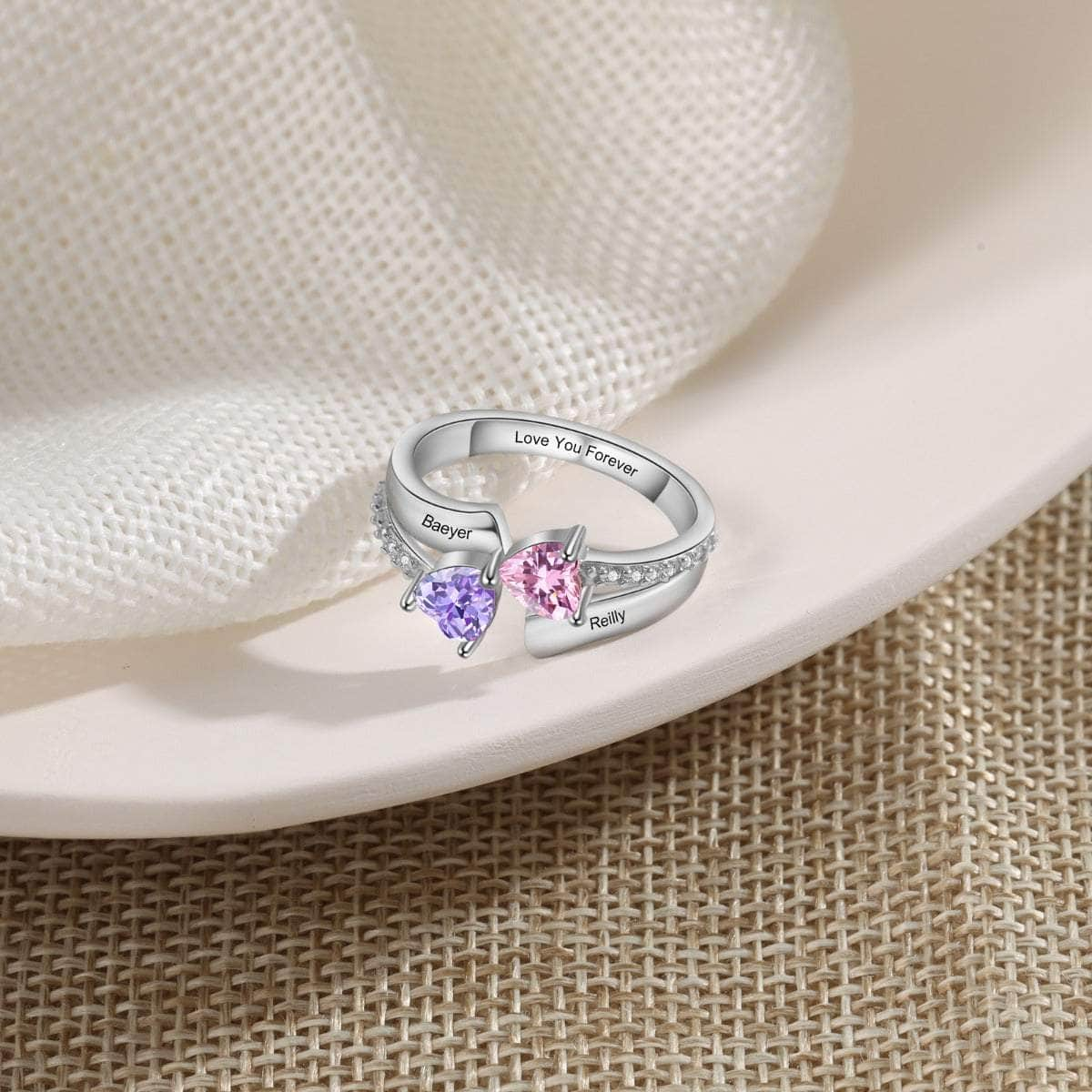 cmoffer Fashion Ring Engraved S925 Silver Heart Birthtsone Ring