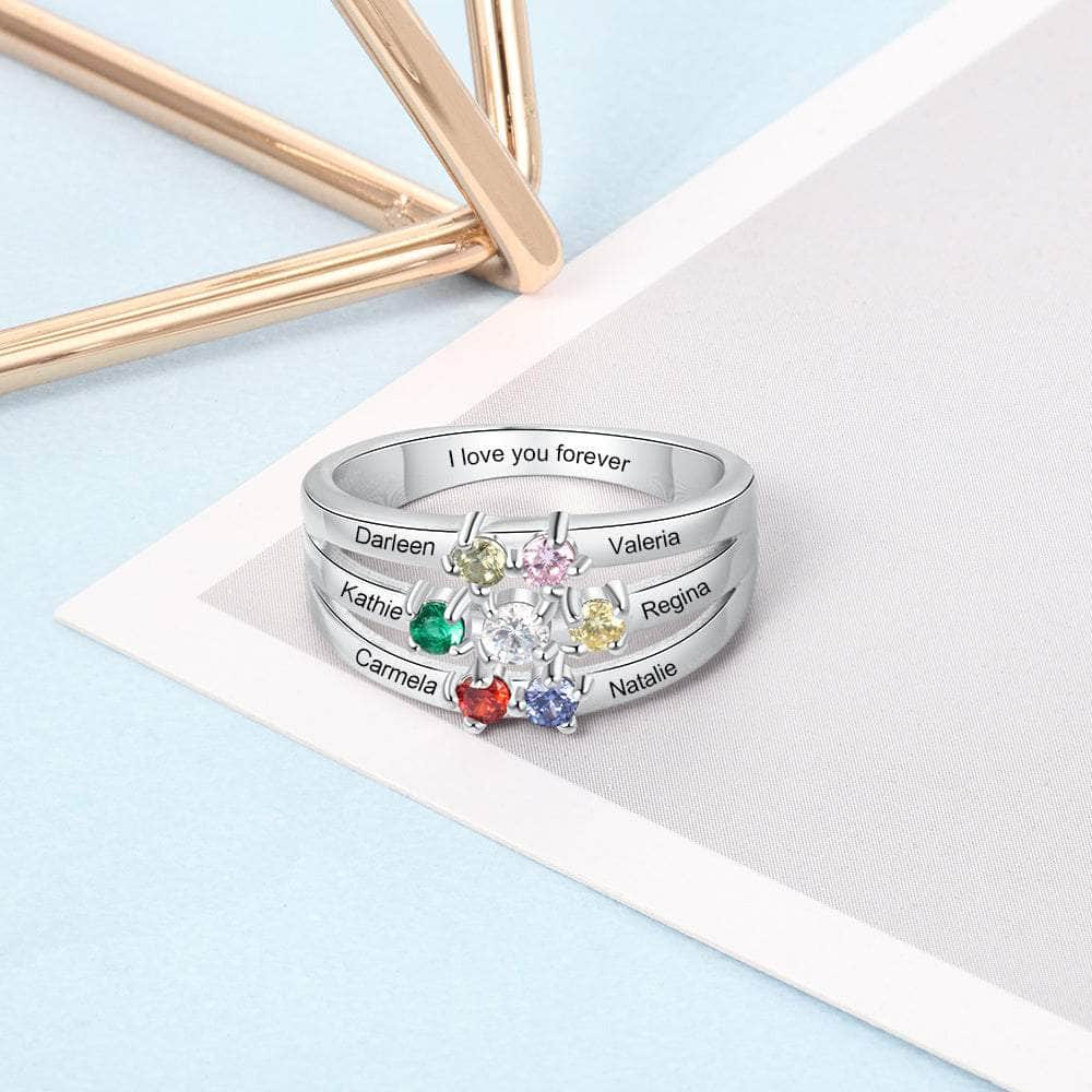 cmoffer Fashion Ring S925 Birthstone Rings with Personalized Names