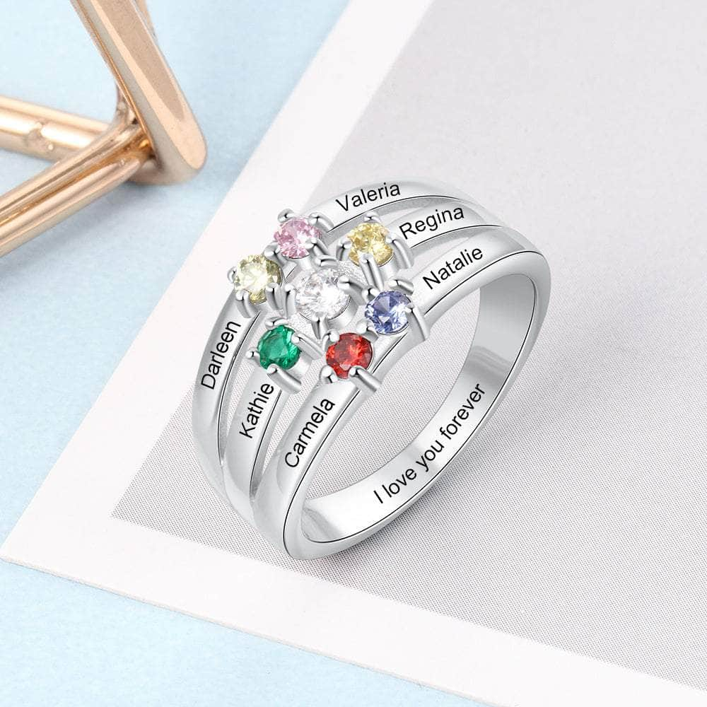 cmoffer Fashion Ring S925 Birthstone Rings with Personalized Names