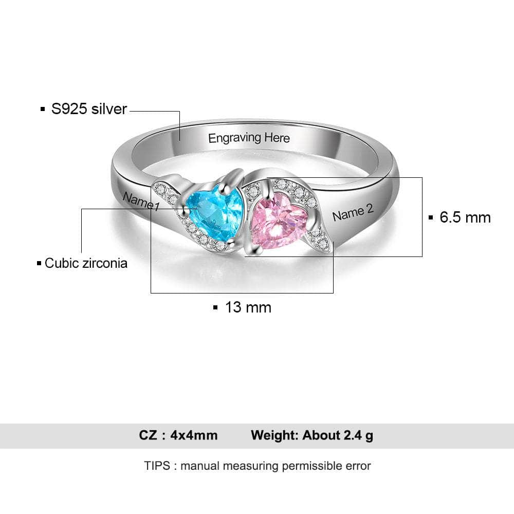 cmoffer Fashion Ring S925 Heart Shape Birthstone Rings