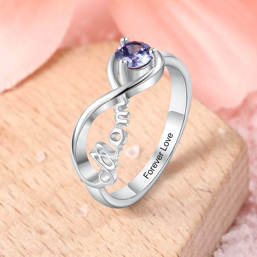 cmoffer Fashion Ring S925 Sterling Silver MOM Rings with Birthstone