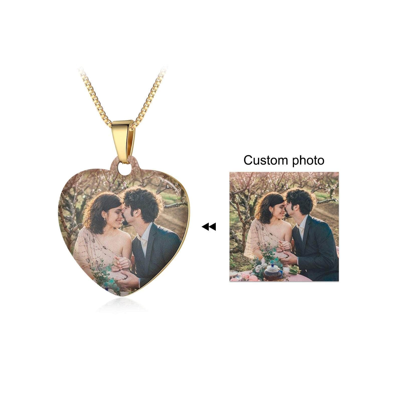 cmoffer Heart / Gold Plated Stainless Steel Custom Photo Necklace