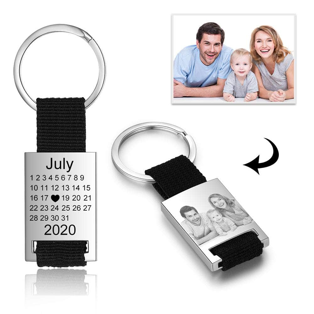 cmoffer Keychain Black / Custom Calendar&Photo Personalized Stainless Steel Spotify Keychain