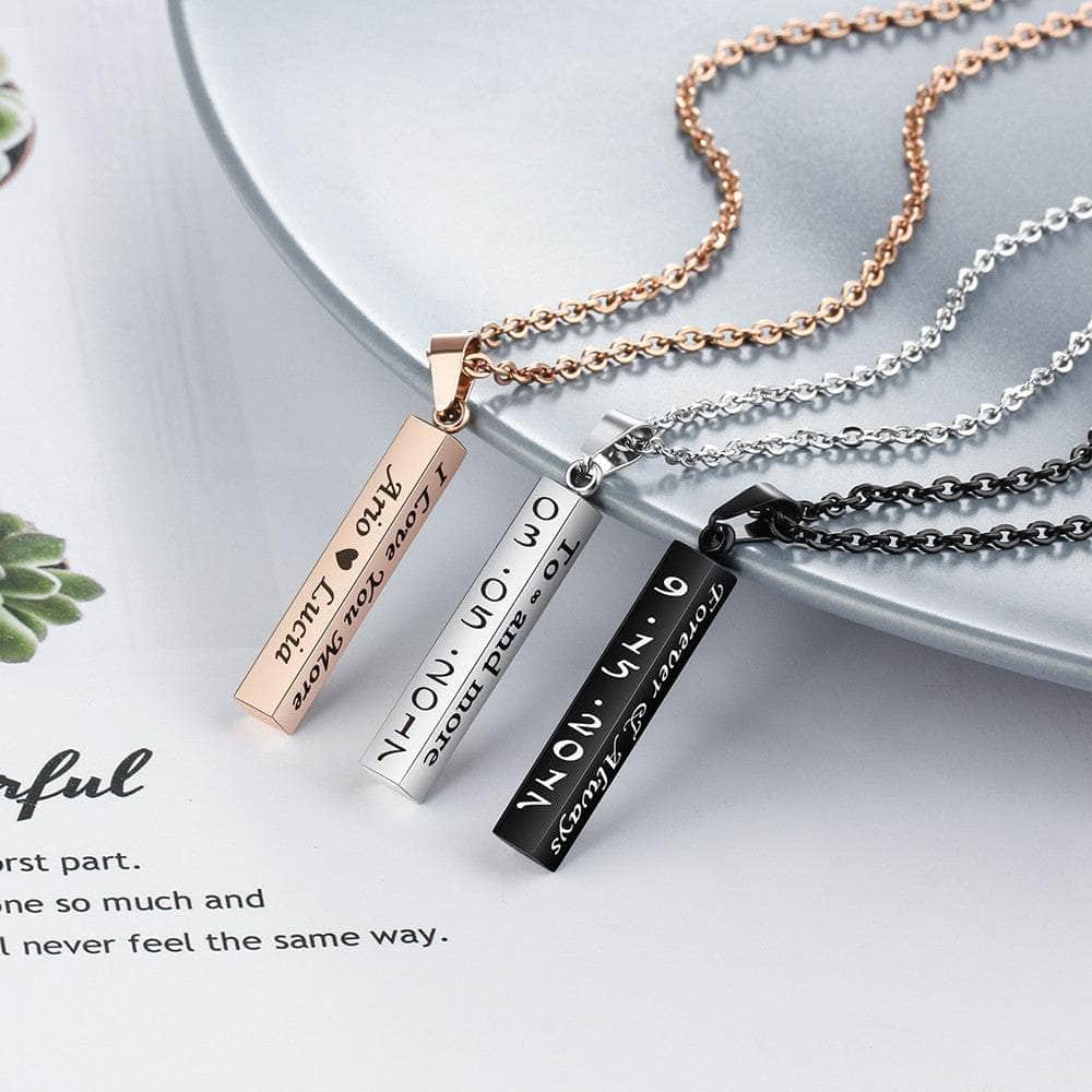 cmoffer Memorial Jewelry Ideas to Remember Loved Ones,Under 4 Dollars,Father's Day,Engraved Necklaces Personalized Stainless Steal Vertical Bar Necklace