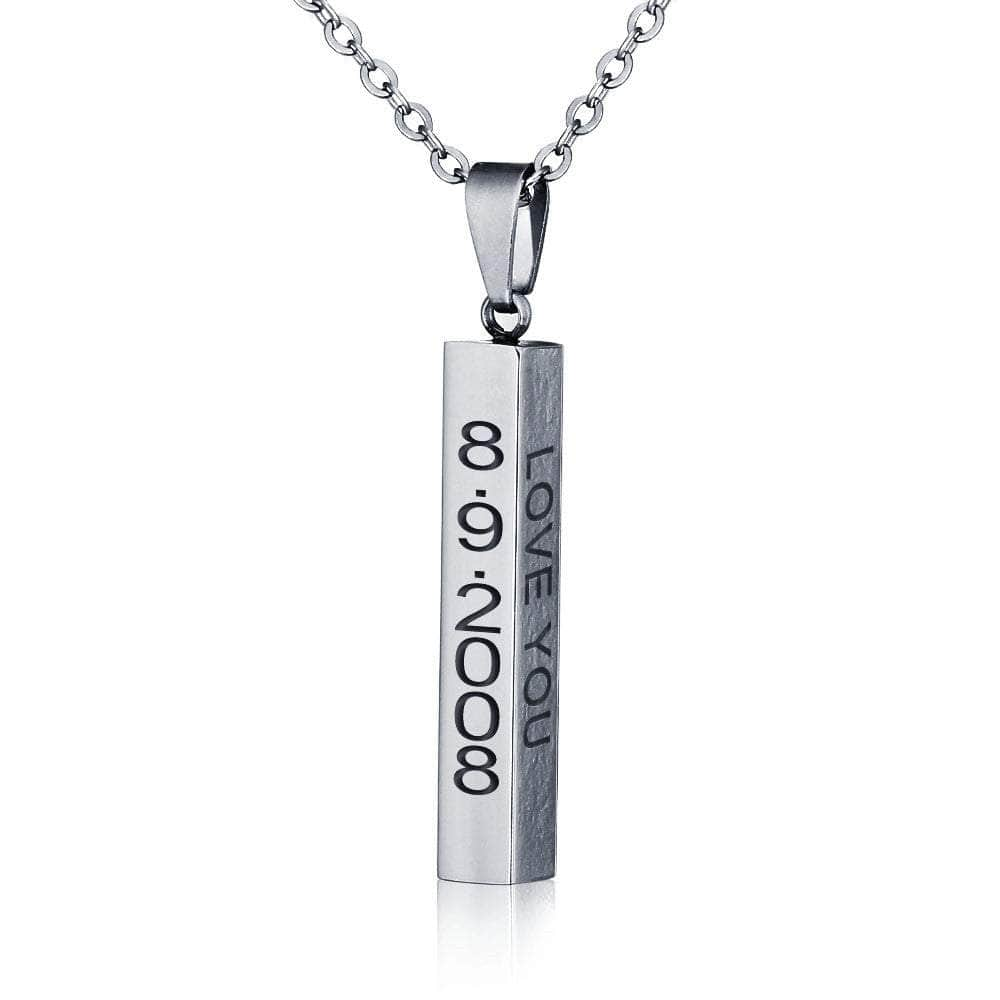 cmoffer Memorial Jewelry Ideas to Remember Loved Ones,Under 4 Dollars,Father's Day,Engraved Necklaces Stainless Steel Personalized Stainless Steal Vertical Bar Necklace