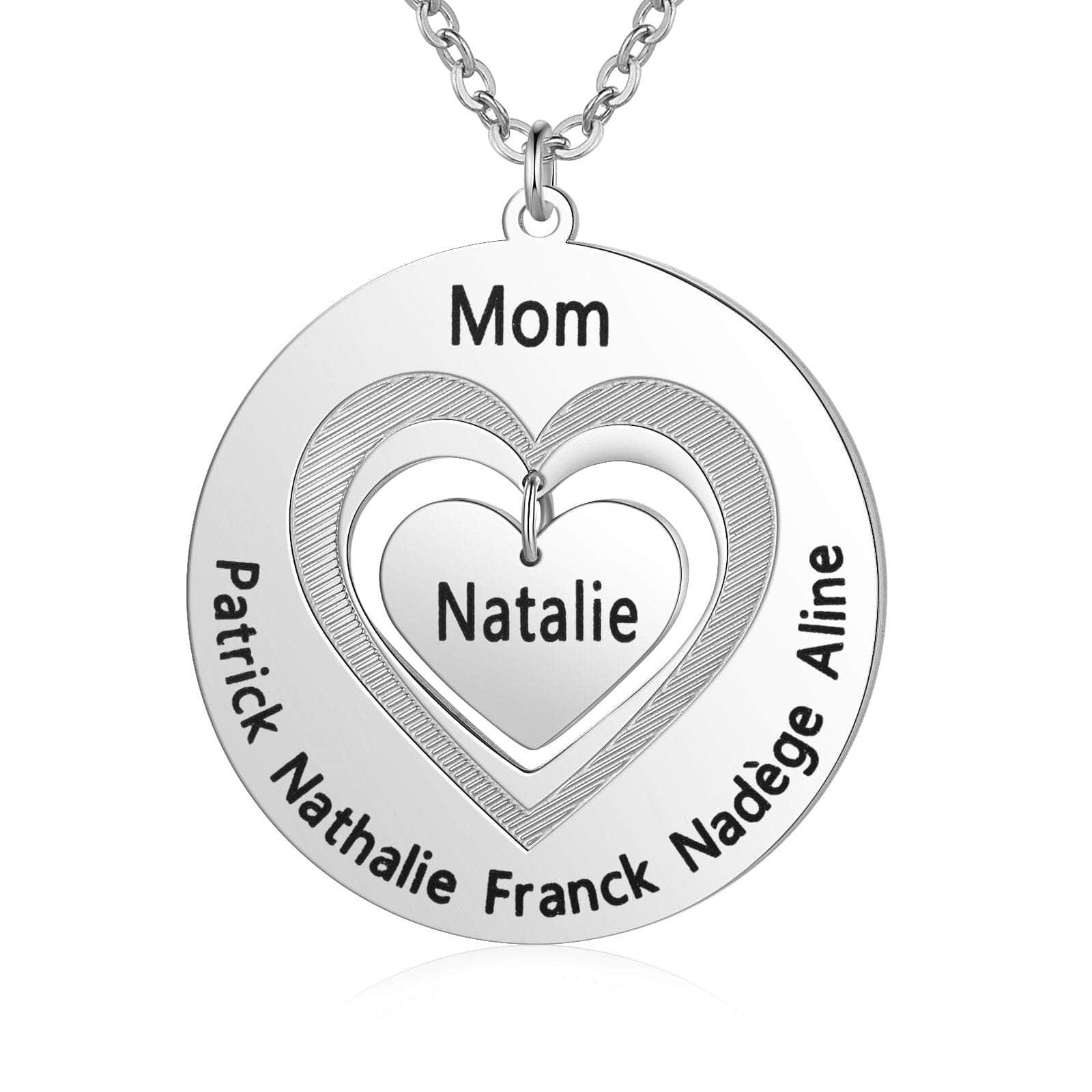 cmoffer Mother's Day,Engraved Necklaces Custom Heart Necklace