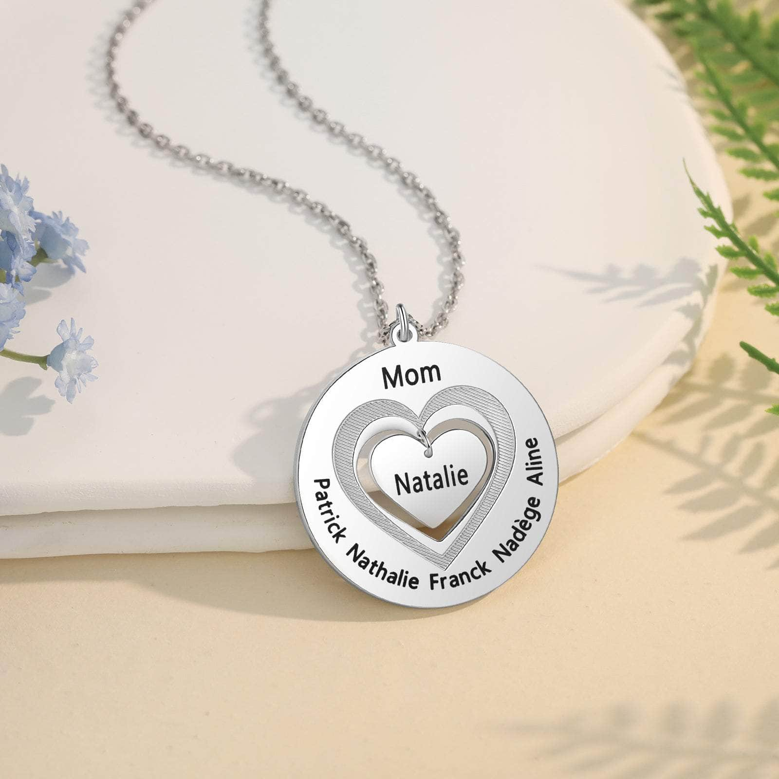 cmoffer Mother's Day,Engraved Necklaces Custom Heart Necklace