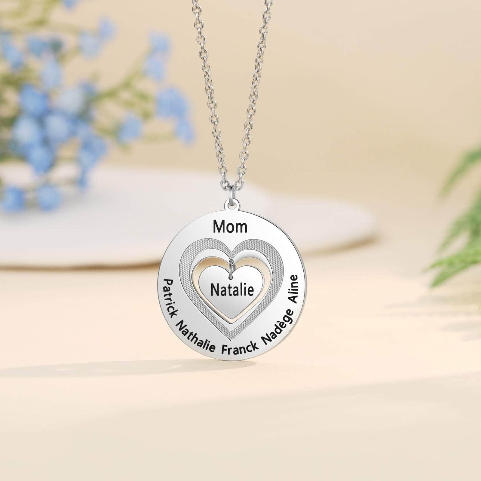 cmoffer Mother's Day,Engraved Necklaces Custom Heart Necklace