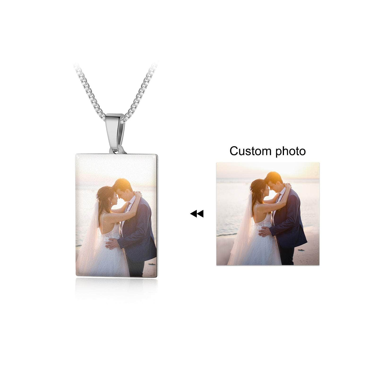 cmoffer Rectangle / Stainless Steel Stainless Steel Custom Photo Necklace