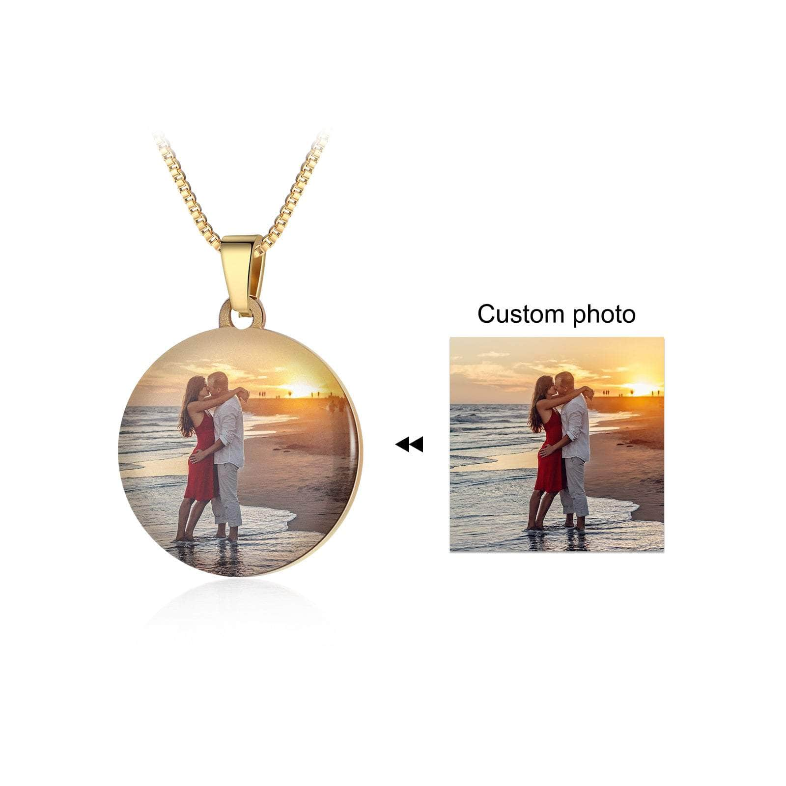 cmoffer Round / Gold Plated Stainless Steel Custom Photo Necklace